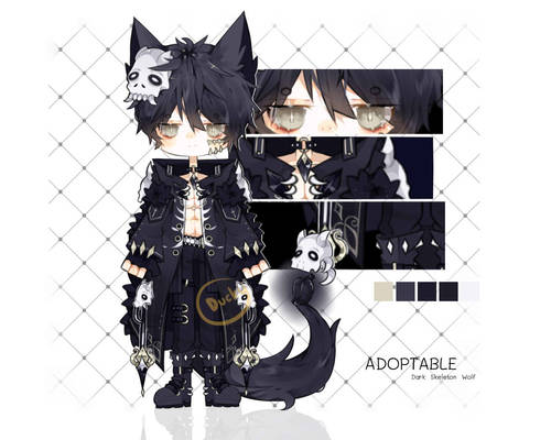 (CLOSED)Adoptable(138):Dark Skeleton Wolf