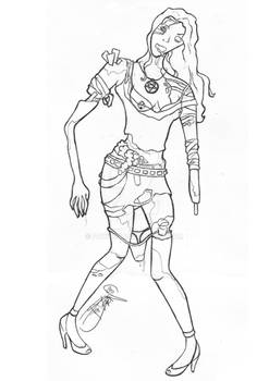 Zombie girl outlines
