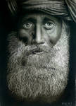 Drawing of an old arabic man