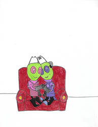 Zim and Tak on a couch by SeaSkyOdyssey