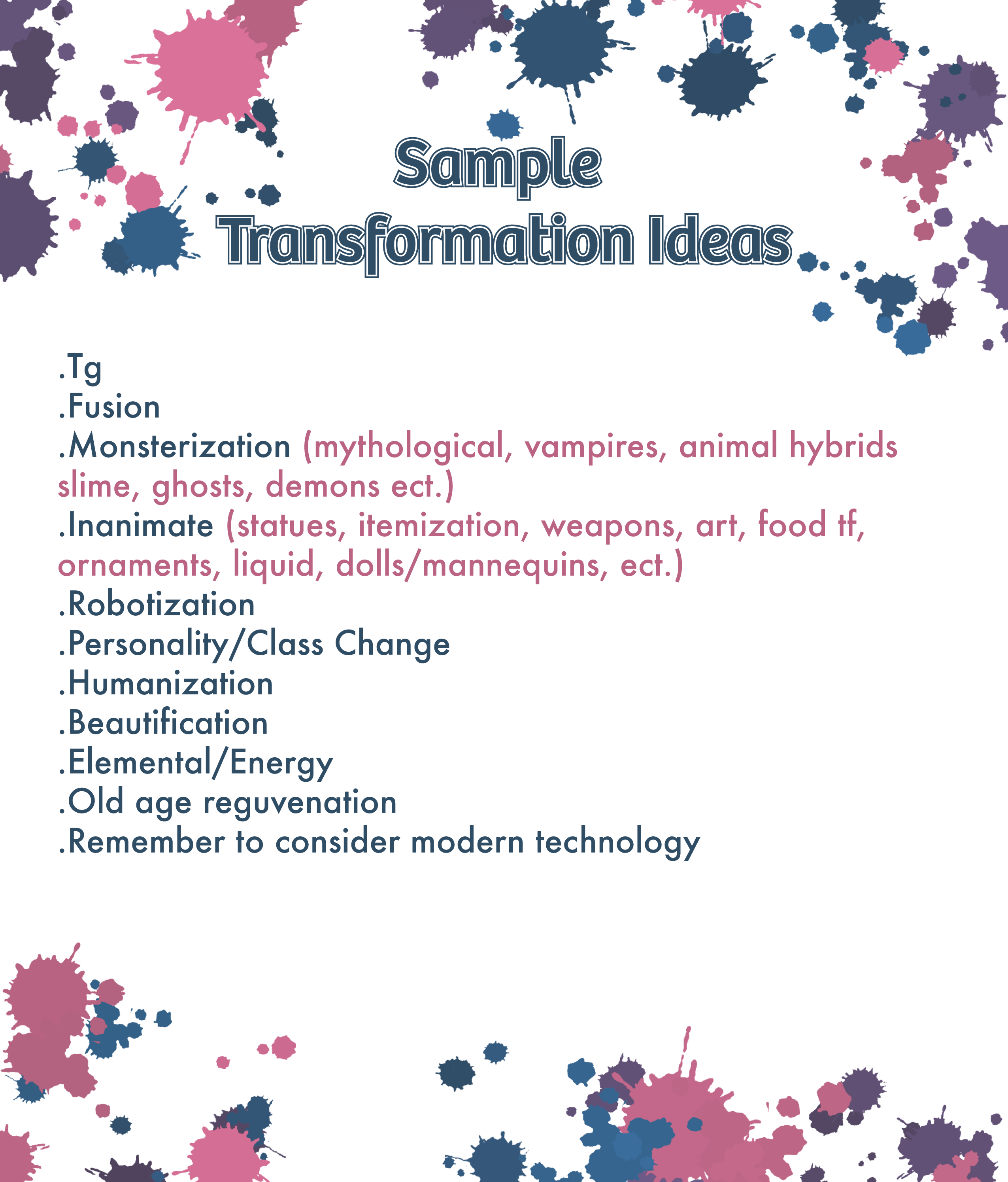 Sample Transformations Sheet by DB-Palette on DeviantArt