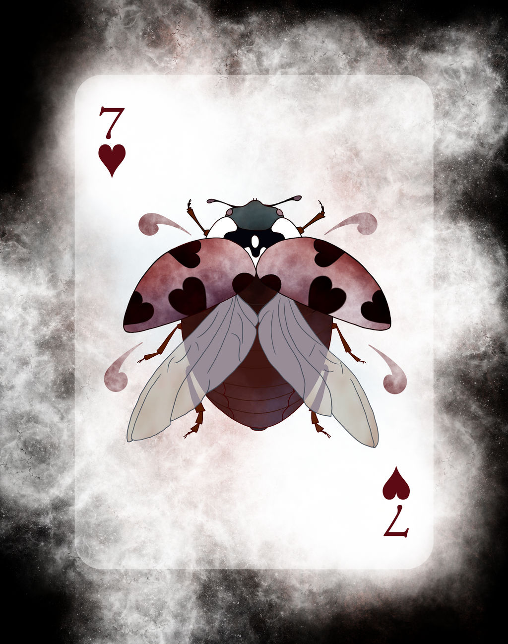Beetle Royale Playing Cards - 7 of Hearts by atomantic