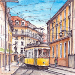 Yellow tram in Lisbon