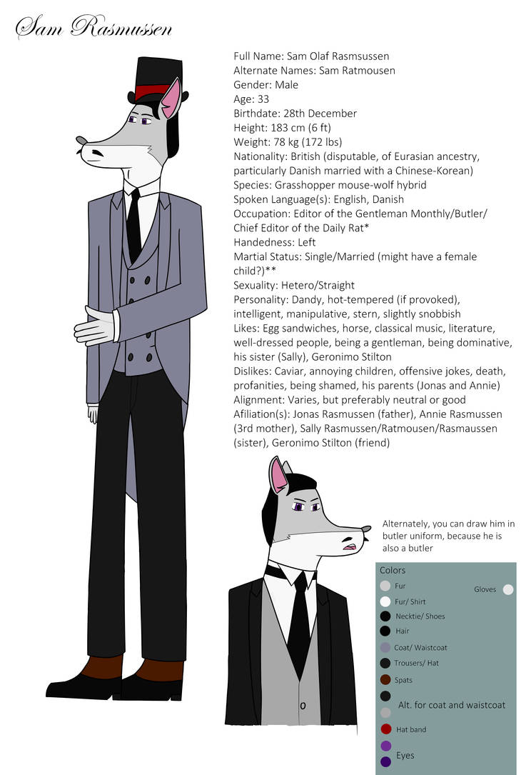 Sam Rasmussen (ref sheet, iteration #5) by tikustido on DeviantArt