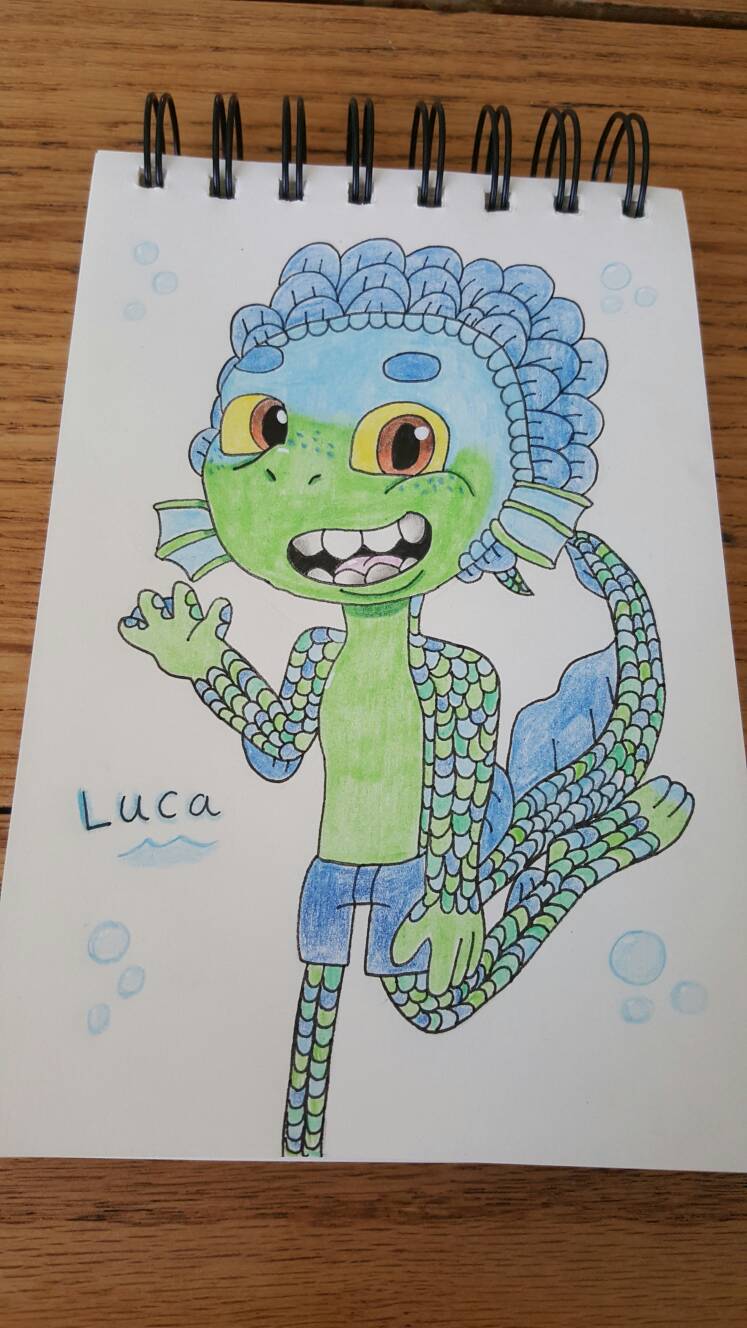 Draw Luca in sea monster form 
