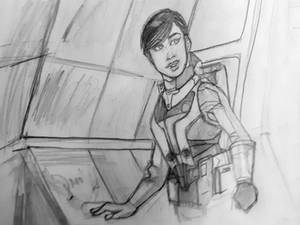 Space girl pencil sketch