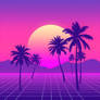 FREEBIE | Vaporwave Sunset Palm Background PNG