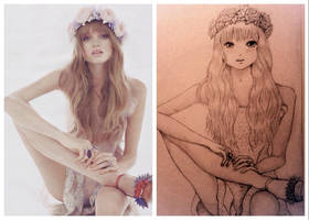 From picture to manga flowers crown girl