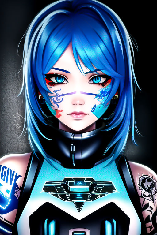 Blue Hair Cyberpunk Girl 0004 by AiTrip on DeviantArt