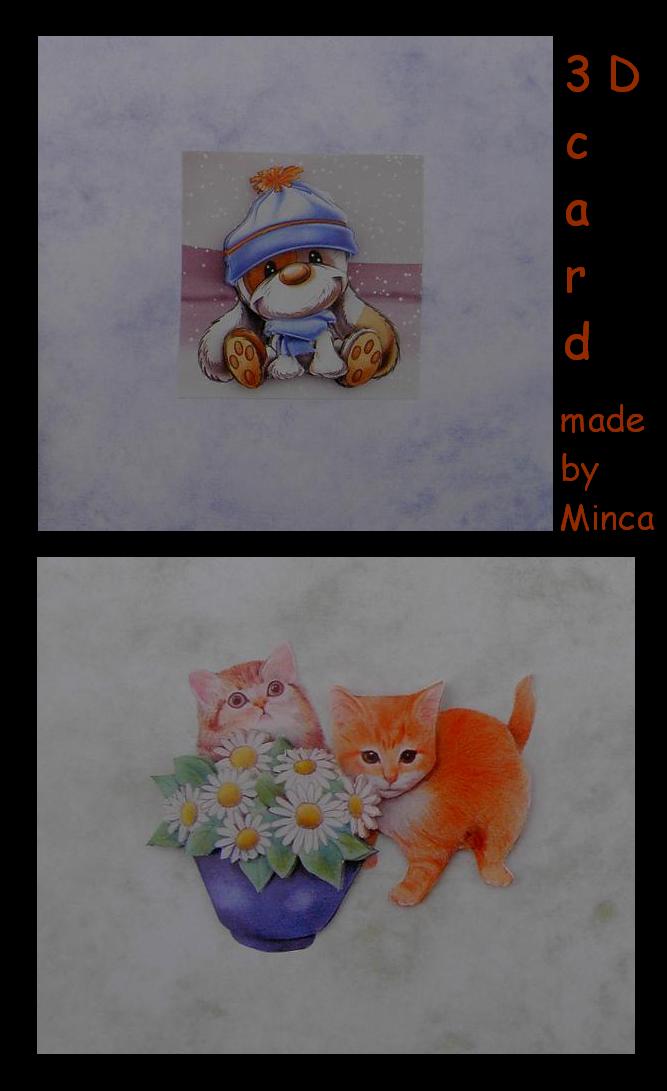 3D cards-2 cats - a little dog