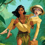 Business lady carried away by wild Jungle girl