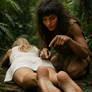 Poke the unconscious woman's foot