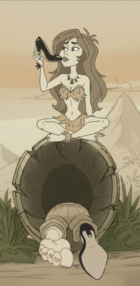 Jungle Girl sniffs Jessica's Shoe Concept Art
