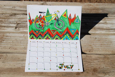 2013 Bicycle Coloring Calendar July