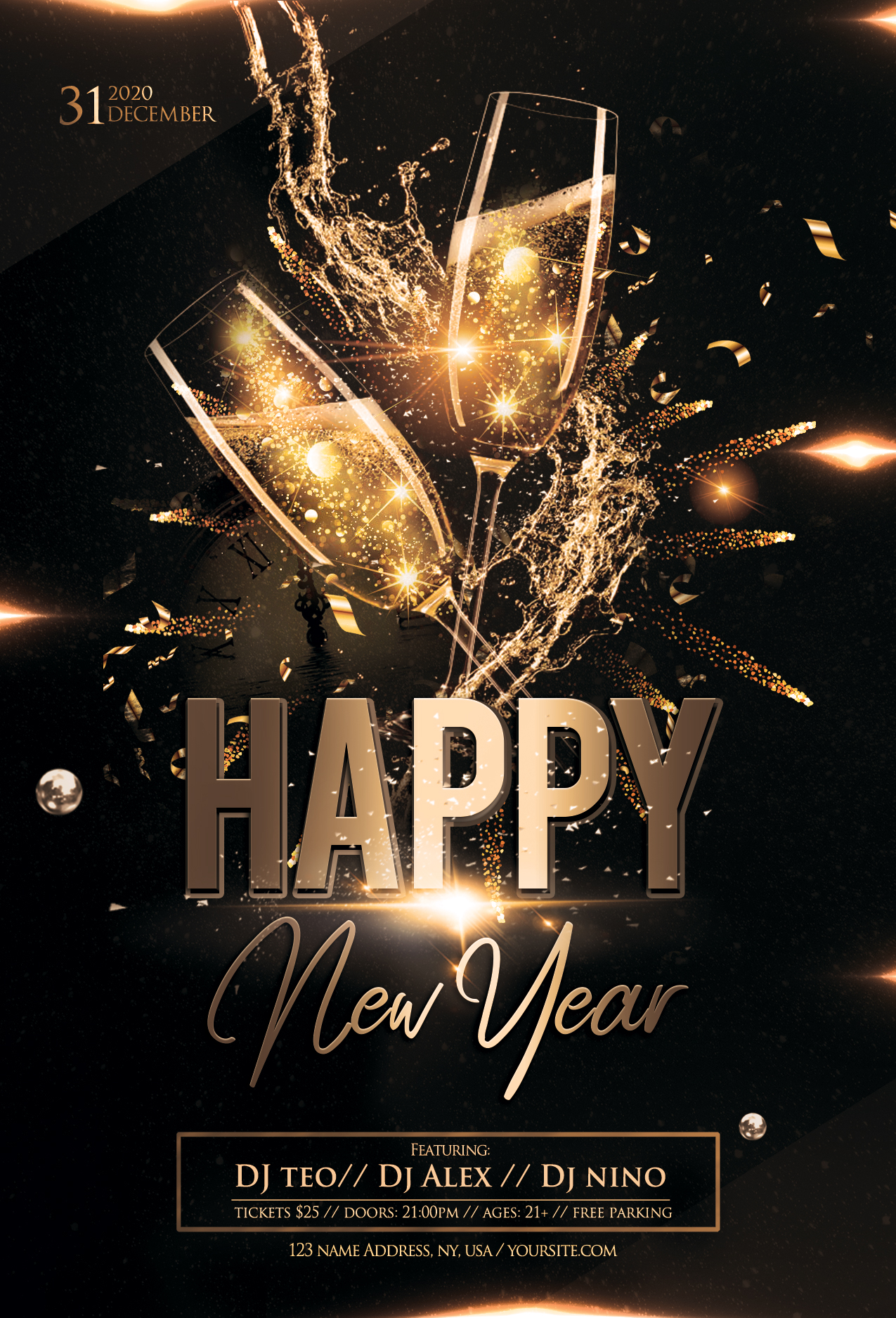 Happy New Year 2020 Free PSD Flyer Template by 99flyers on DeviantArt