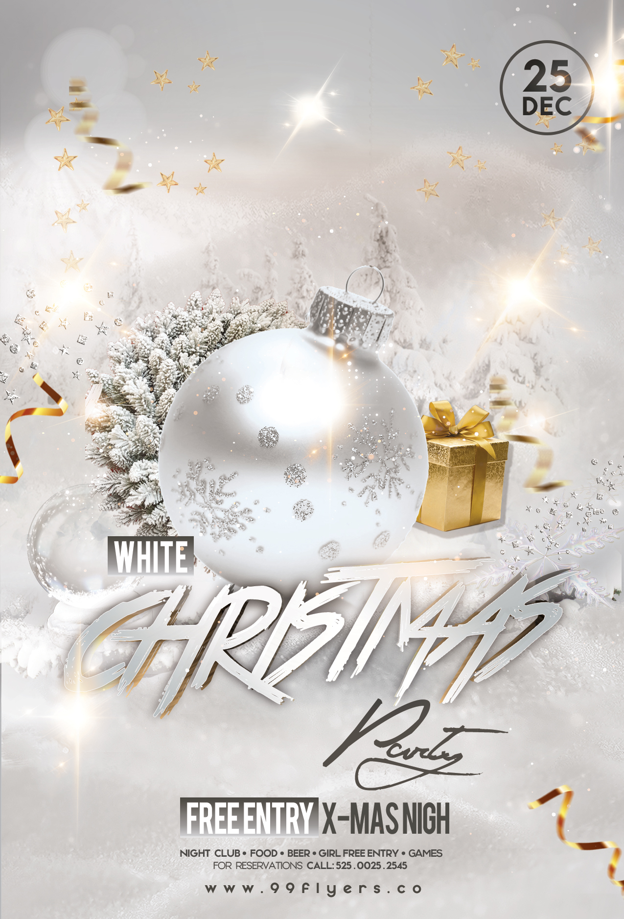 White Christmas Party Free PSD Flyer Template by 99flyers on DeviantArt