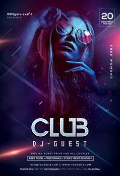 DJ Night Party Flyer Free PSD Template