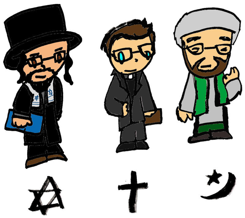 Rabbi, Priest, and Imam by PizzaSpaghetti on DeviantArt