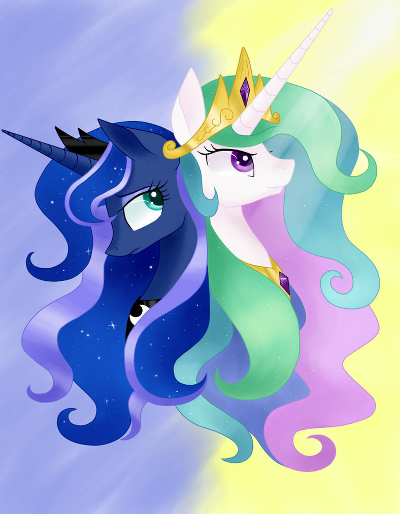 Two Royal Sisters: Celestia and Luna by JustBrohoof