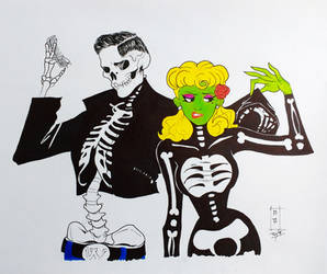 Rockabilly Skull and Zombie Girl