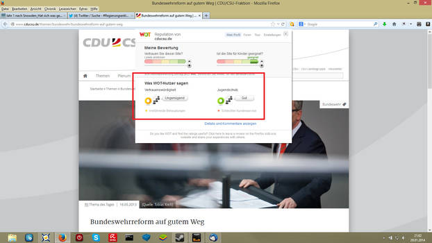 Homepage CDU/CSU WOT-Bewertung