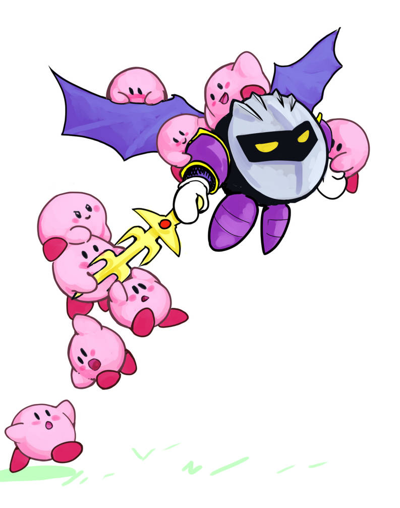 the kirbys have imprinted on meta knight by lifeofalimabean on DeviantArt