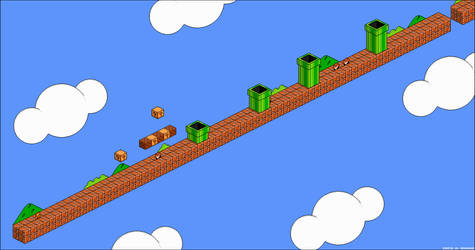 Super Mario Bros. World 1-1 (Isometric Pixelart)