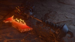 Volcano Battle Axe (textured and cinematic render)