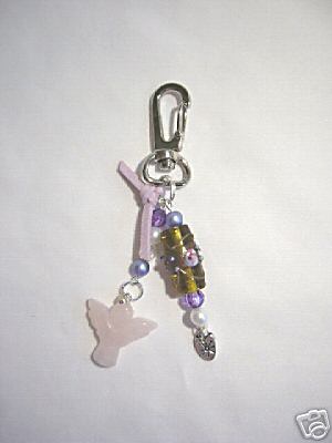 Handmade Rose Quartz Angel bag charm