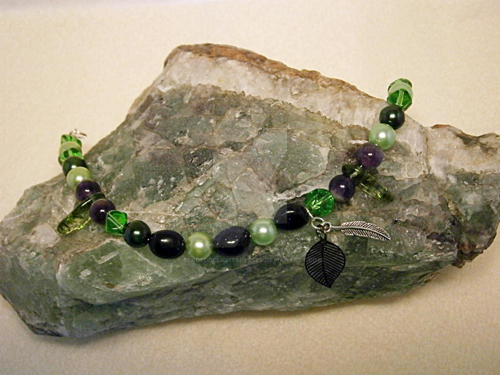 Green, Blue Goldstone, Amethyst Goddess bracelet