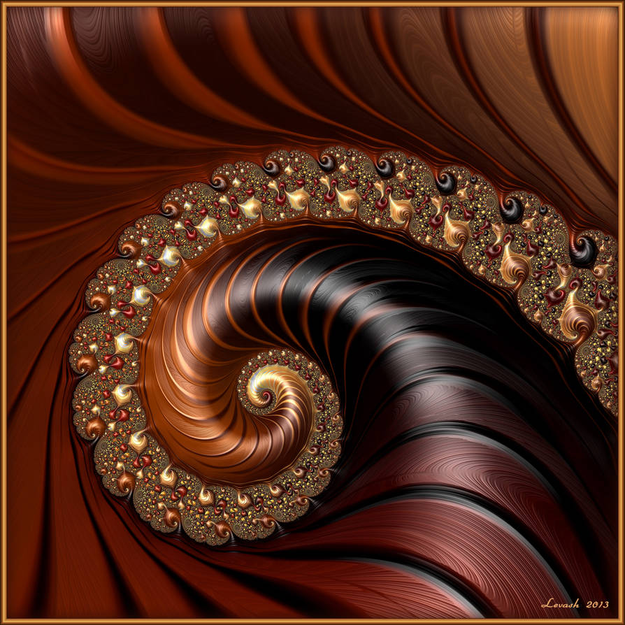 Gold And Mahogany Spiral by 12CArt