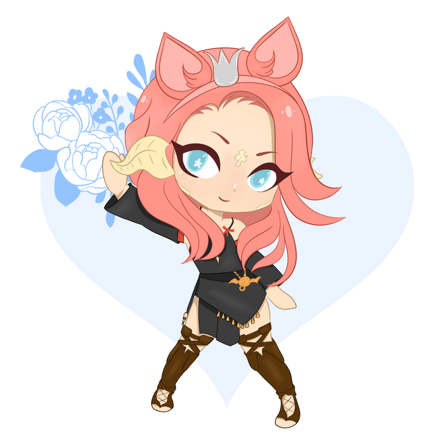 Pink Au Ra Chibi by vanillylily on DeviantArt