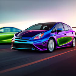 2008 Toyota Prius Custom Wrap Neon Chrome