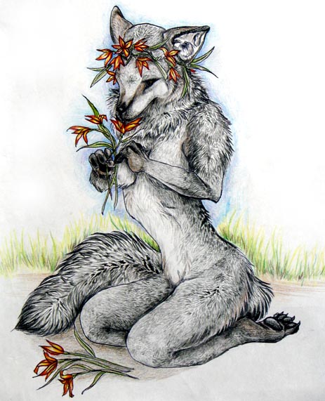 Fox with Flowers