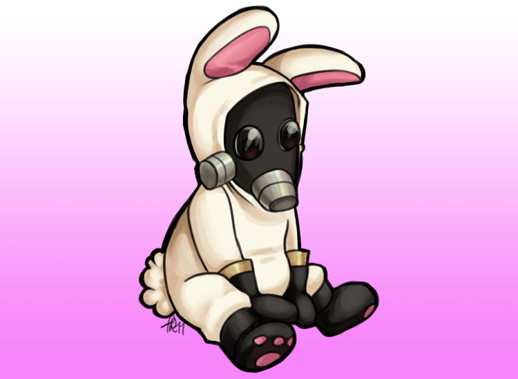 Little pyro bunny pink background by Spartasaurus on DeviantArt