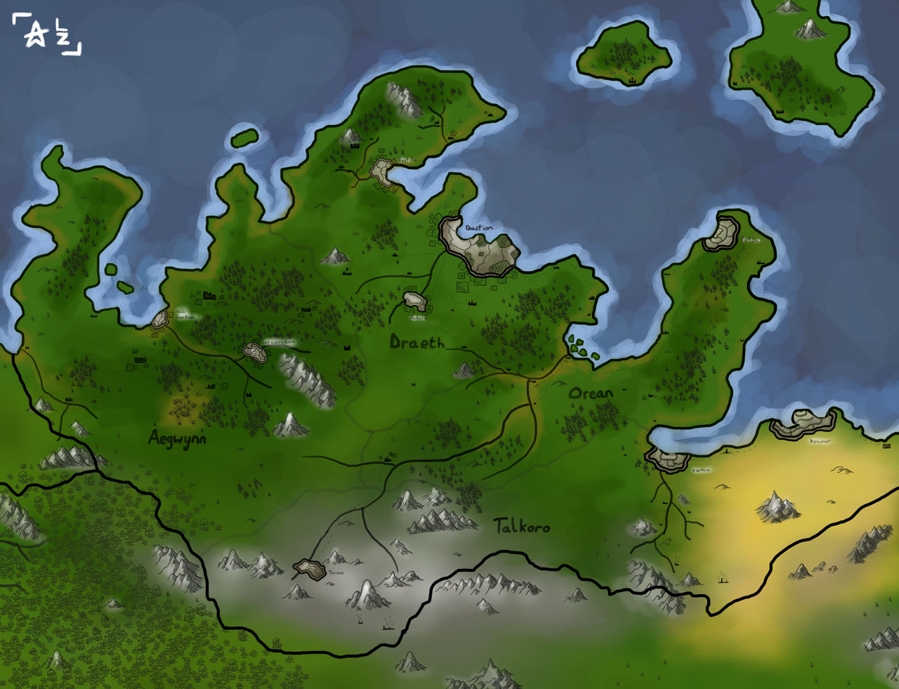 Map of Archaia by Zaylidin on DeviantArt