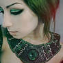 HandMade Leather Collar with Carved Malachite