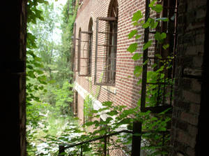 Broken Window Inside An Old Mansion