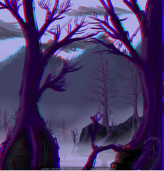 Autumn mists in swamp 3D