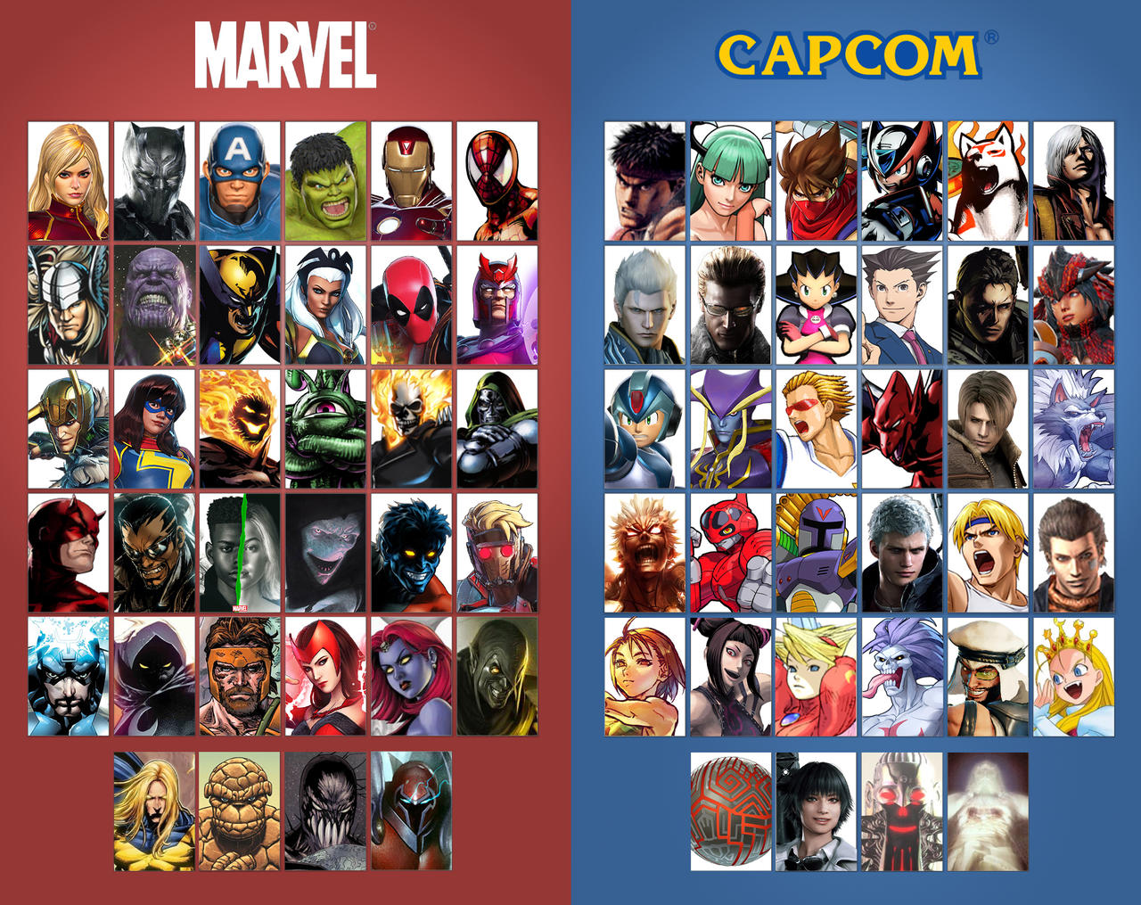 Marvel VS Capcom Base Roster by Grandbull on DeviantArt