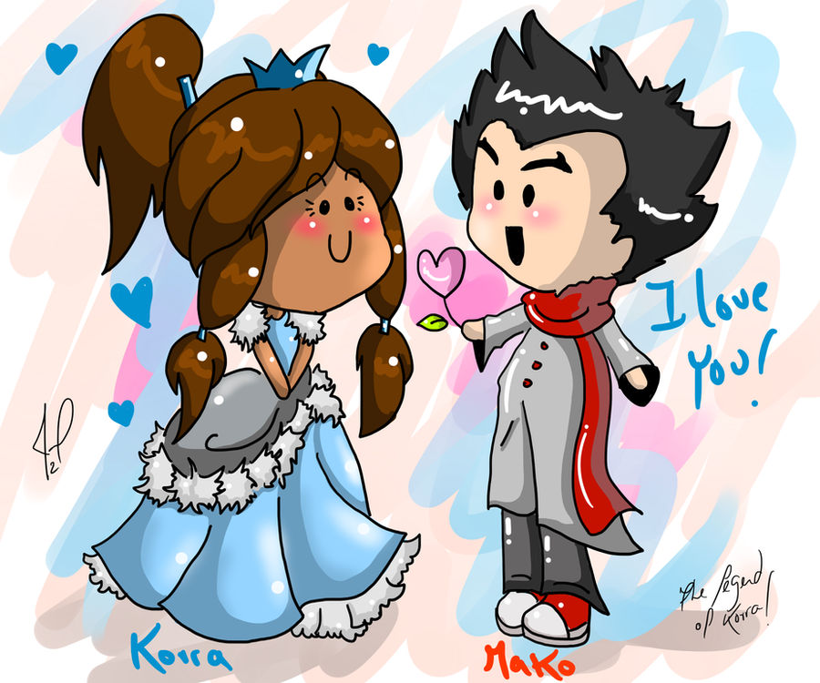 Korra and Mako Love chibi aww