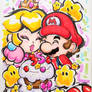 Traditional Art Princess Peach and Mario