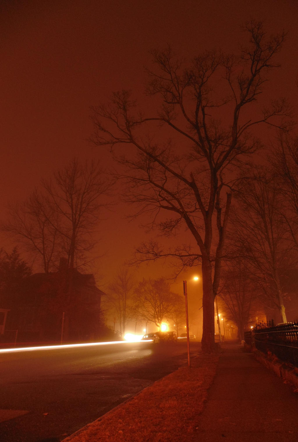 Foggy night - Electric lights