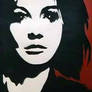 Stencil of staring girl