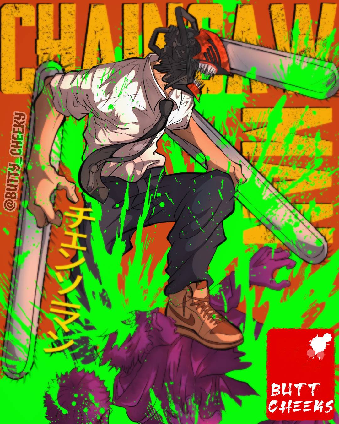Chainsaw man Shonen jump cover page fanart by BUTT by buttycheeky on ...
