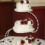 White, Burgundy Wedding Cake