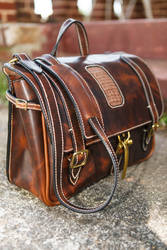 Horween weekender with Caiman Alligator inlay