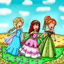 kairi, anna and elsa in the flower field