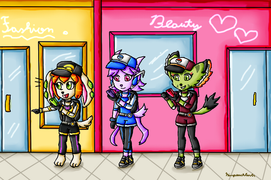 Freedom Planet girls playing Pokemon Go