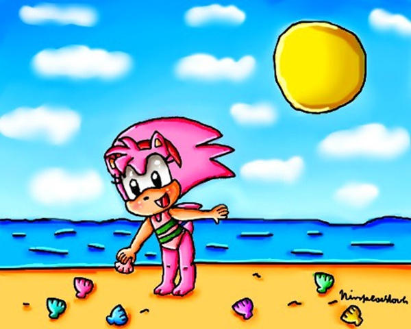 Classic Amy catching shells by GoddessPrincessLulu on DeviantArt